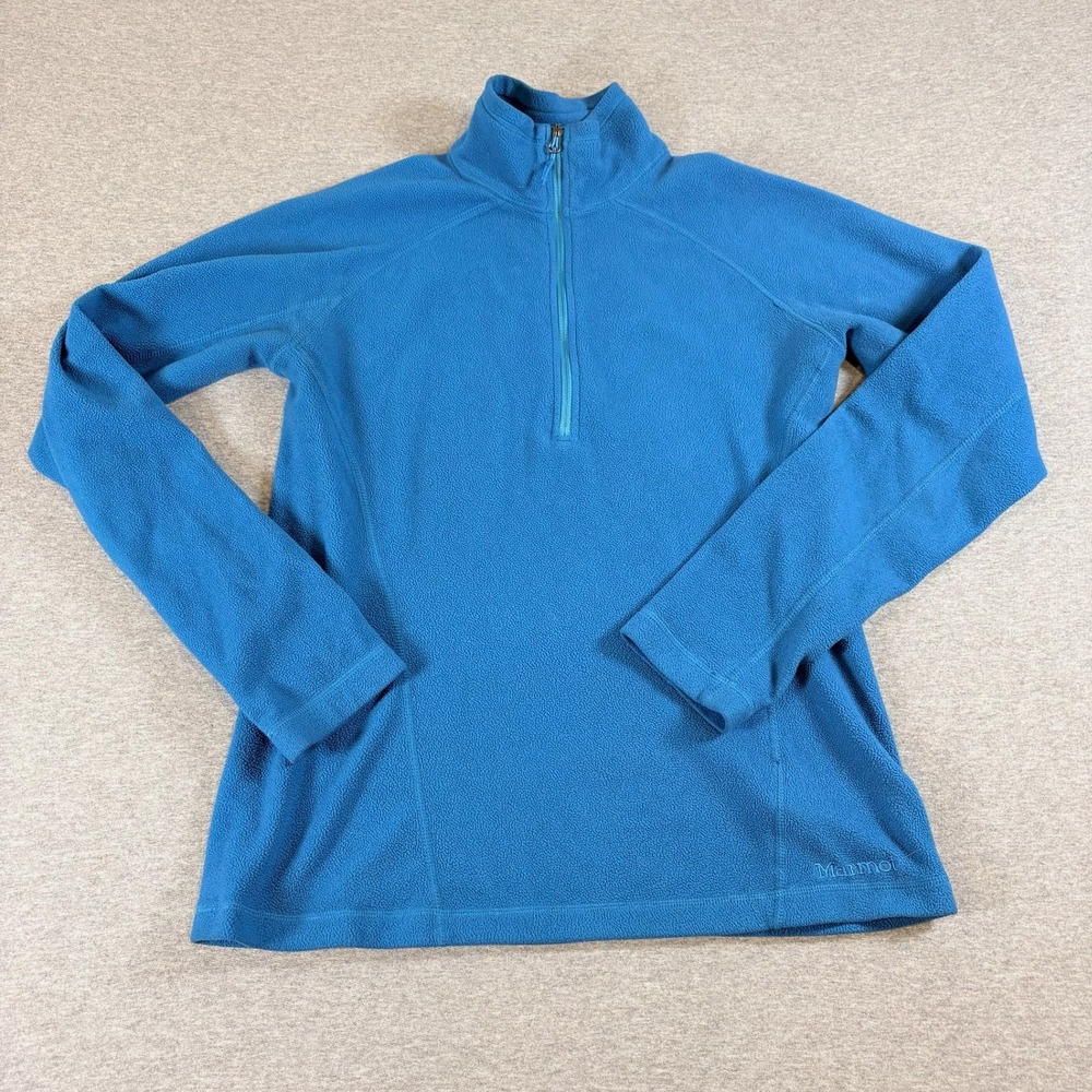 Marmot Fleece Pullover Women Small Blue Quarter 1/4 Zip Mock Neck Outdoor Layer